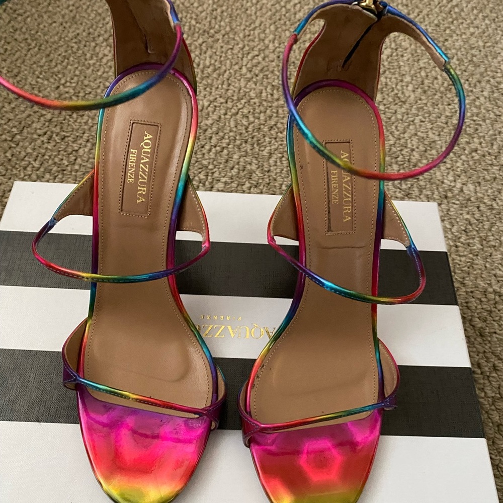 Aquazzura Minute Sandal Rainbow 4” heel— Size 37 1/2
